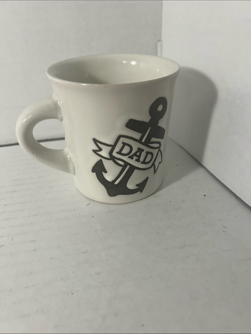 White 'Dad' Anchor Ceramic Coffee Mug